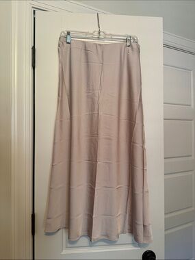 Old Navy A-Line Satin Midi Skirt in Light Blush
